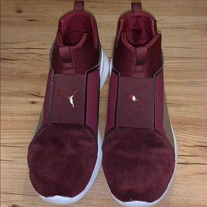 Maroon puma suede shoes